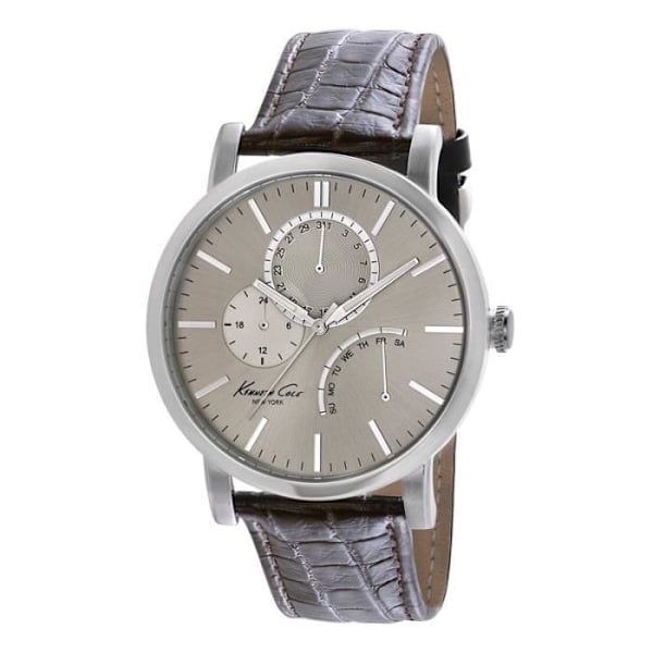 Herreur - KENNETH COLE - IKC1945 - Brunt læder - 5 ATM vandtæt - Analog kvarts Brun, Grå, Silver