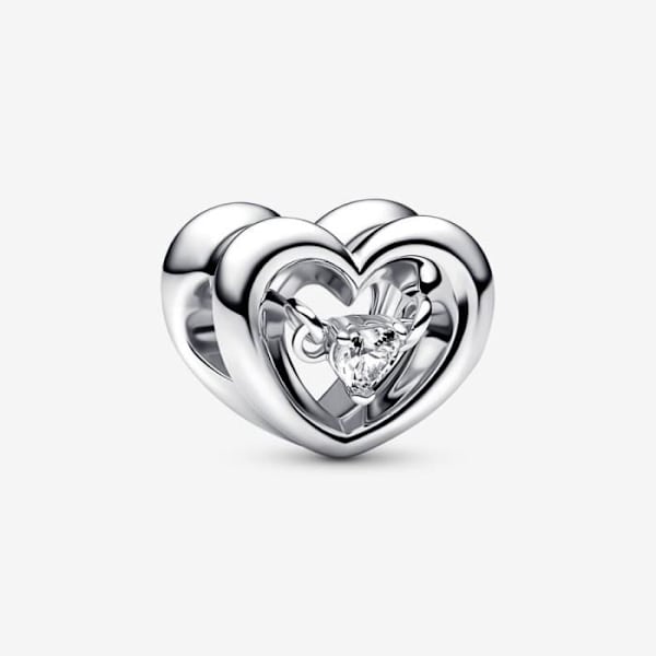 Charm - PANDORA - Säteilevä sydän - 925 hopea - Cubic Zirkonia - Naiset Grå