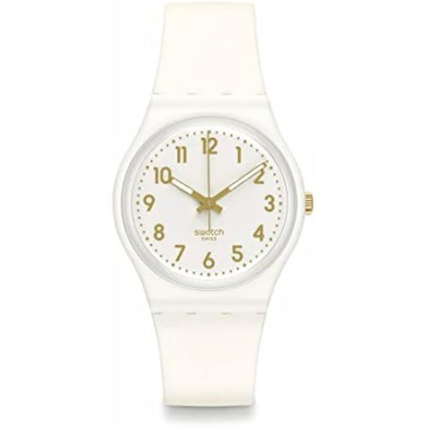Klocka - SWATCH - Gent Bio SO28W106-S14 - Läderrem - 3 ATM vattentät - Vit Vit