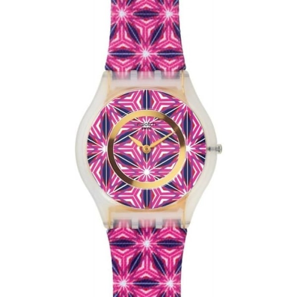 Damklocka - Swatch - Vetrata SFW108 - Geometriska mönster - Läder - Kvarts Rosa