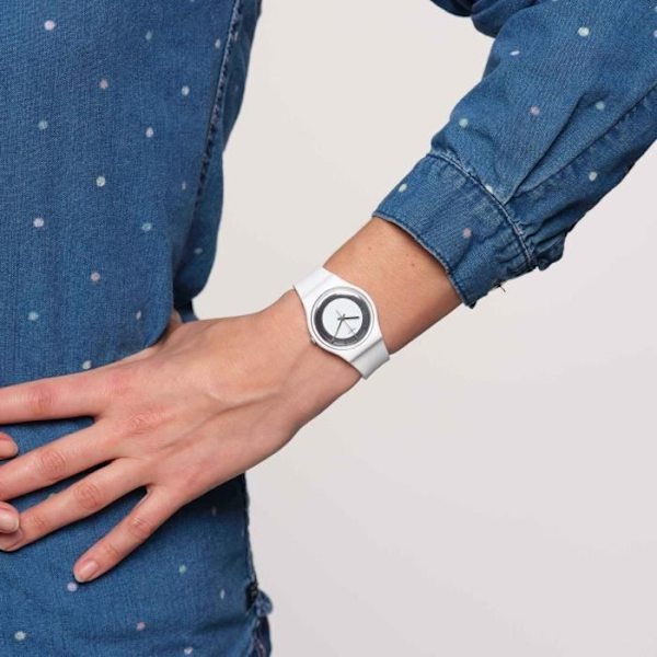Klocka - SWATCH - SO28W104 - Quartz - 34mm - Vattentät 3 Atm - Unisex Vit, svart, guld