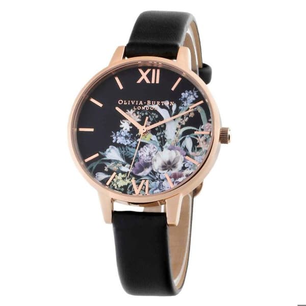 Ur - OLIVIA BURTON - OB16EG155 - Kvarts - 34 mm - Sort læderrem Guld
