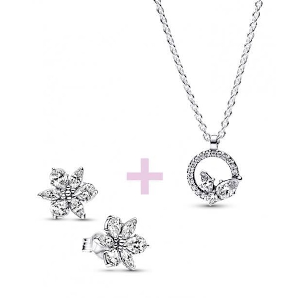 Örhängen - PANDORA - Sparkling Herbarium - 925 Silver - Grå - Dam Grå