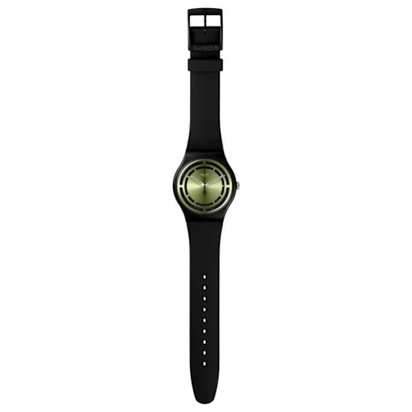 Ur - SWATCH - LEAFY LINE - 41mm - Sort - Silikone - Analog Svart, Grön