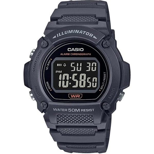Kello - Casio - W-219H-8BVEF - Kvartsi - Digitaalinen - Musta Muovi grå