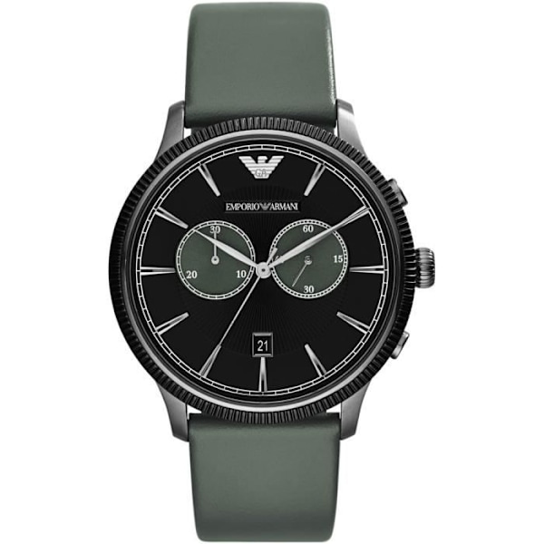 Herreur - ARMANI - ALPHA AR1794 - Kvarts - Analog - Sølvgrå sort læder Svart, Grå, Silver