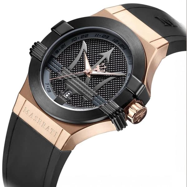 Ur - MASERATI - Potenza - Sort - Hus i rustfrit stål - 42 mm - 10 ATM Guld