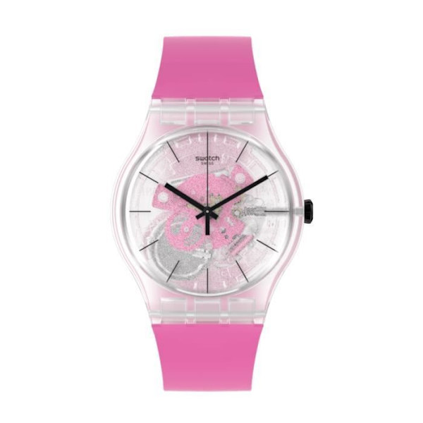 Klocka - SWATCH - PINK DAZE - 41mm - Silikon - Kvarts - Unisex Rosa, vit, svart