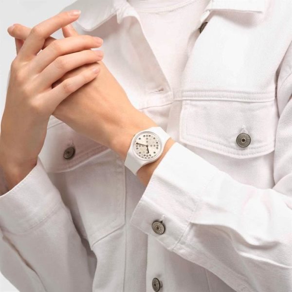 Ur - SWATCH - SPARKLE SHINE - 34mm - Silikone - Vandtæthed 3 ATM Vitt guld