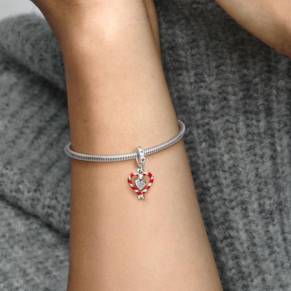Charm-riipus - PANDORA - Joulu - Hopea - Punainen - Nainen Röd