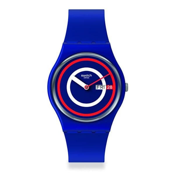 Klocka - SWATCH - Blue To Basics - Silikon - Kvarts - 34 mm Blå Vit Röd