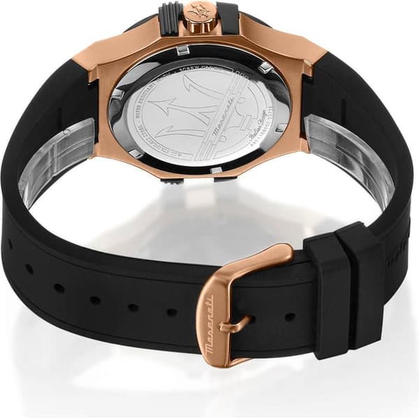 Ur - MASERATI - Potenza - Sort - Hus i rustfrit stål - 42 mm - 10 ATM Guld