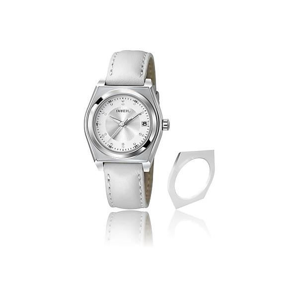 Dameur - BREIL - TW0931 - Hvidt læder - Sølvurskive - Chic stil Silver, Vit