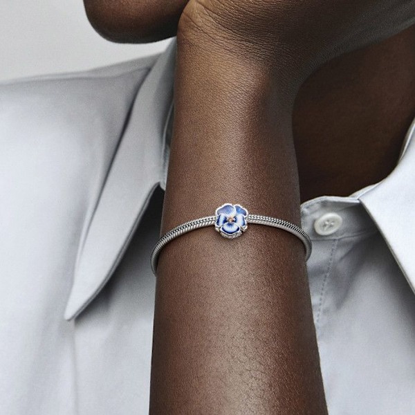 Charm - PANDORA - Blue Orvokki - Hopea - Nainen - Aikuinen Blå
