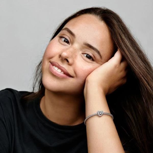 Charm - PANDORA - Säteilevä sydän - 925 hopea - Cubic Zirkonia - Naiset Grå