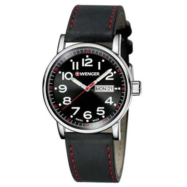 Ur - WENGER - 01.0341.103 - Kvarts - Analog - Sort læder Svart