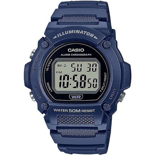 CASIO W-219H-2AVEF Herrklocka - Kvarts - Digital - Blå plastrem - 5 ATM vattentät Blå