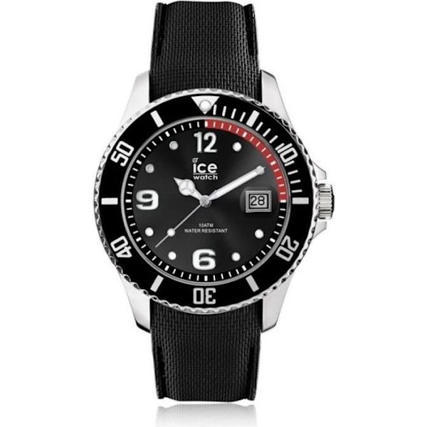 Montre ICE-WATCH - ICE steel Black - Mand - Silikonearmbånd - 015773 Svart och röd