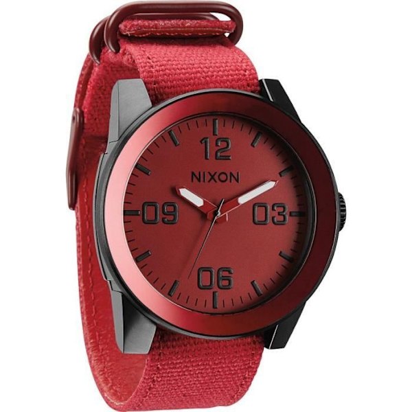 Ur - Nixon - The Corporal A243-1368 - Rød lærredsrem - Quartz - Analog Röd