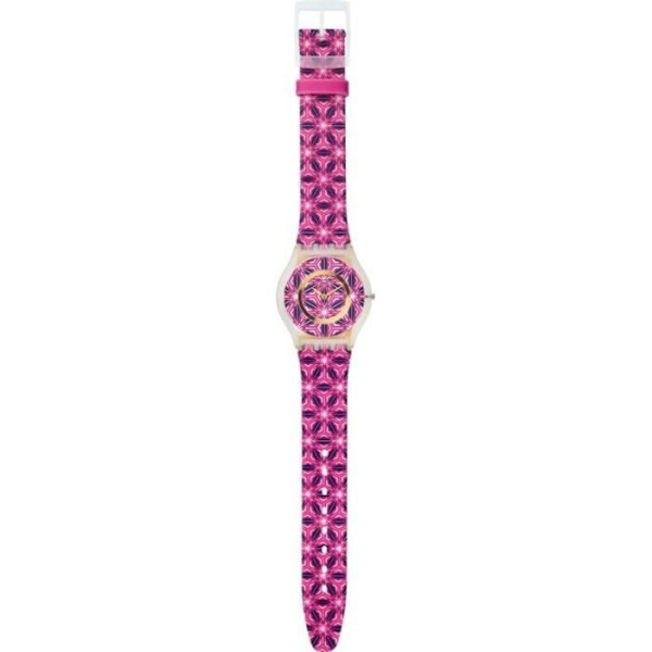 Damklocka - Swatch - Vetrata SFW108 - Geometriska mönster - Läder - Kvarts Rosa