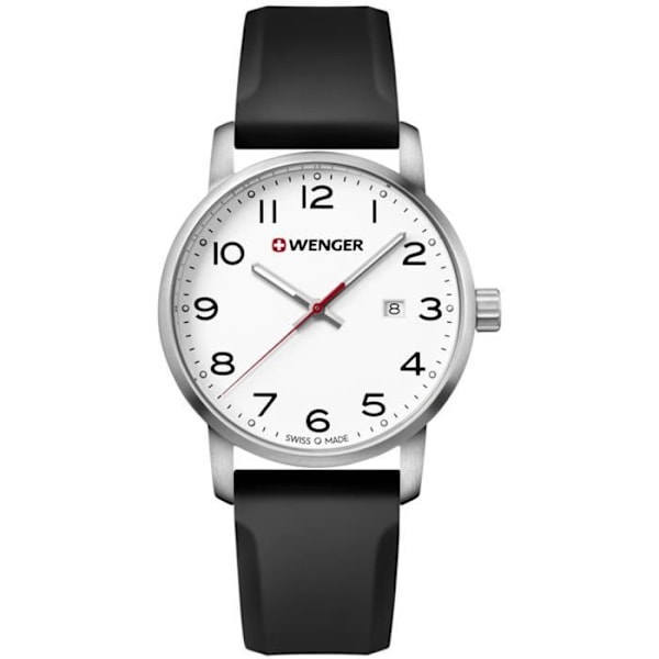 Herreur - WENGER - AVENUE 01.1641.103 - Kvarts - Analog - Armbånd af gummi og rustfrit stål Svart, Silver, Vit