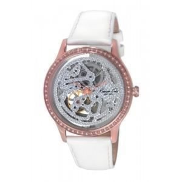 Kello - Kenneth Cole - IKC2885 - Automaattinen - Hopea - Valkoinen nahka - 3 ATM Silver, Rosa, Vit