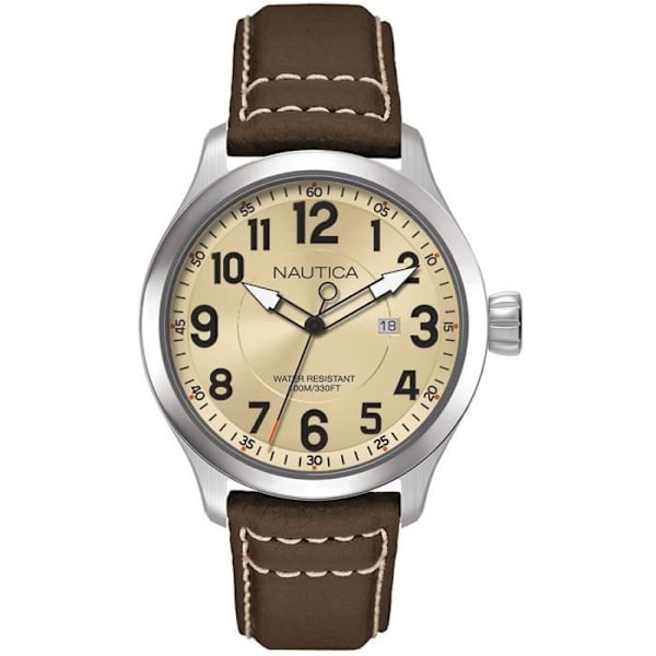 Ur - Nautica - NCC-01 NAI10006G - Kvarts - Analog - Læder Beige Brun Sølv Beige, brun, silver