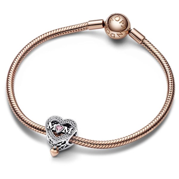 Charm - Mom & Openwork Heart - Tofarvet - Sølv - Flerfarvet - Kvinder Flerfärgad