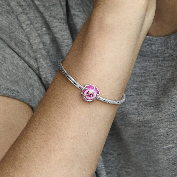Charm - PANDORA - Pink Orvokki - Hopea - Vaaleanpunainen - Nainen Rosa