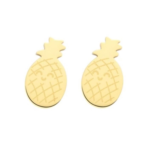 Øreringe - Mr. Wonderful - WJ10107 - 11mm - Mønster ananas i guld - Rustfrit stål Guld