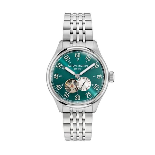 Ur - ASTON MARTIN - MTTS1F504 - Kasse 41 mm - Grøn skive - Sølv læderrem 20 mm Pengar