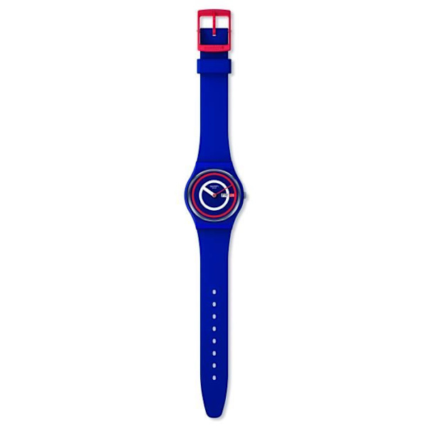 Klocka - SWATCH - Blue To Basics - Silikon - Kvarts - 34 mm Blå Vit Röd