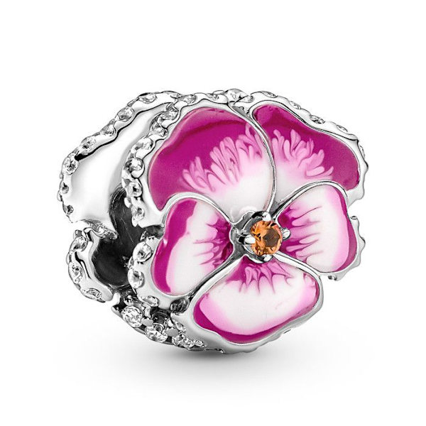 Charm - PANDORA - Pink Orvokki - Hopea - Vaaleanpunainen - Nainen Rosa