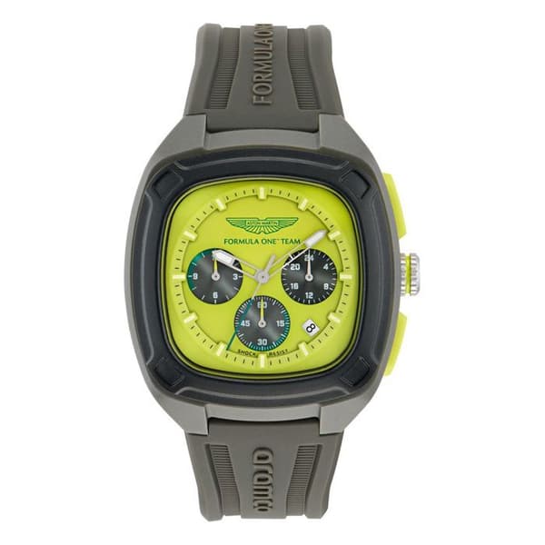 Ur - ASTON MARTIN - MTFO1F504 - Grå silikone - Gul urskive - 44 mm Grå