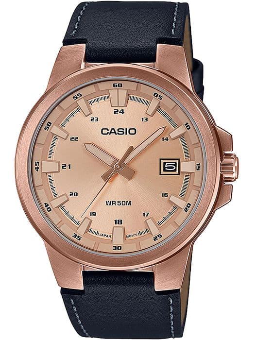 Klocka - Casio - MTP-E173RL-5AVEF - Läder Night Blue - Quartz - WR 50m Guld