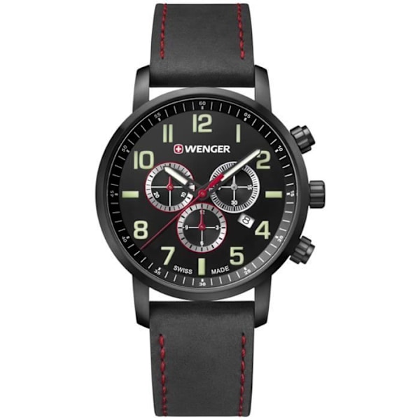 Klocka - WENGER - ATTITUDE CHRONO 01.1543.104 - Kvarts - Analog - Rostfritt stål Svart