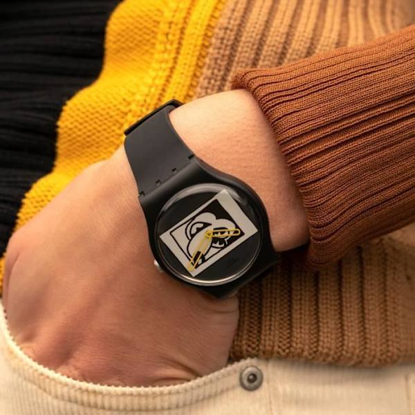 Swatch klocka MICKEY WHITE ON BLACK specialutgåva KEITH HARING 41mm - Quartz - Resin - Unisex vit svart