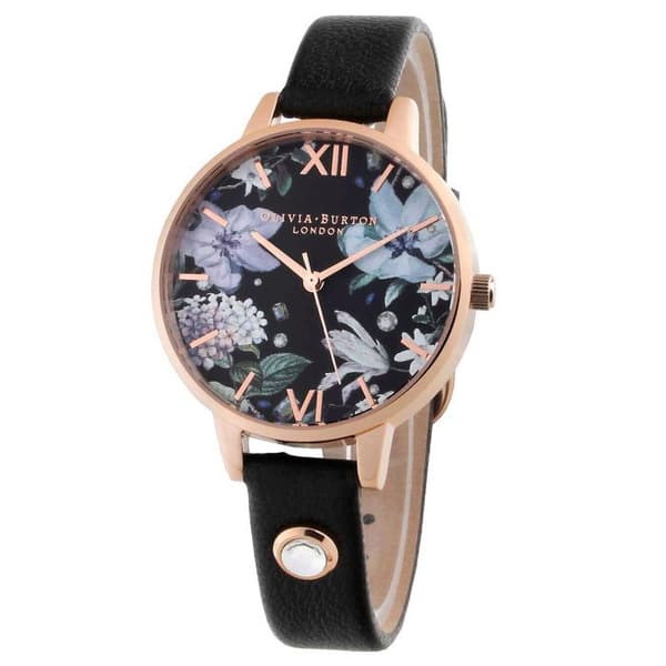 Dameur - OLIVIA BURTON - OB16BF23 - Kvarts - 34 mm - Sort læder Guld