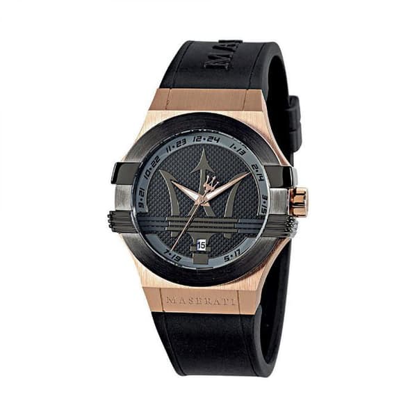 Ur - MASERATI - Potenza - Sort - Hus i rustfrit stål - 42 mm - 10 ATM Guld