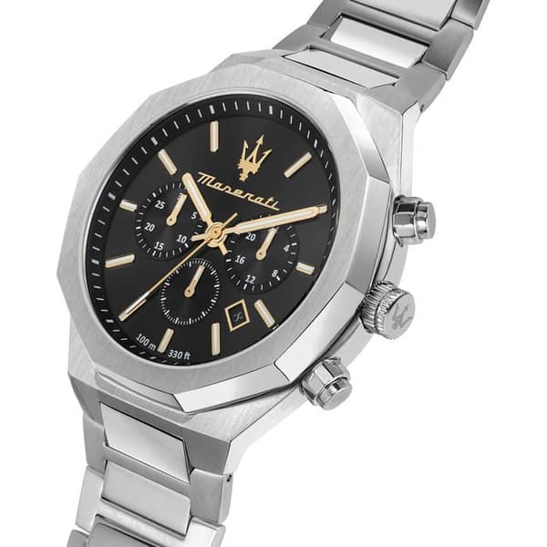 Kello - MASERATI - R8873642010 - Kvarts - Teräskotelo 45 mm - Musta kellotaulu Silver