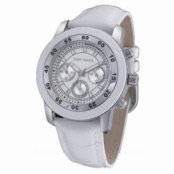 Kello - Time Force - TF4005L02 - Kvartsiviisarit - Analogi - Valkoinen Nahka