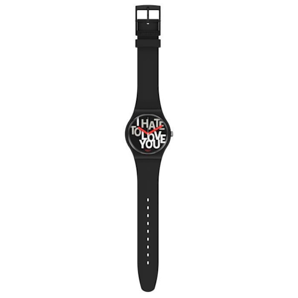 Klocka - SWATCH - HATE 2 LOVE - 41mm - Svart - Kvarts - Unisex Svart