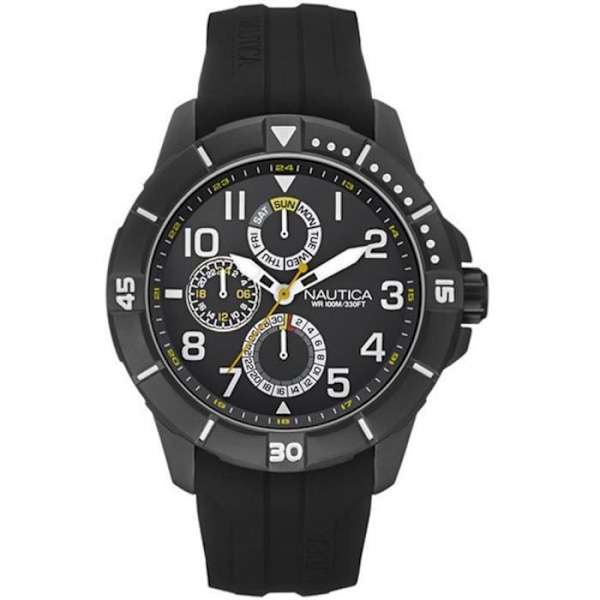 Ur - Nautica - NAI13504G - Quartz - Sort urskive - Silikonerem 47mm Svart
