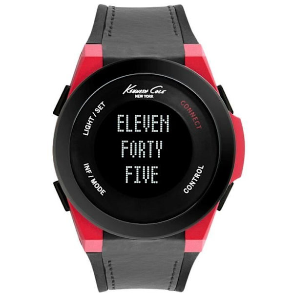 Digitalklokke - KENNETH COLE - TEKNOLOGI 100 - Quartz - Sort/Rød - Unisex Sort rød