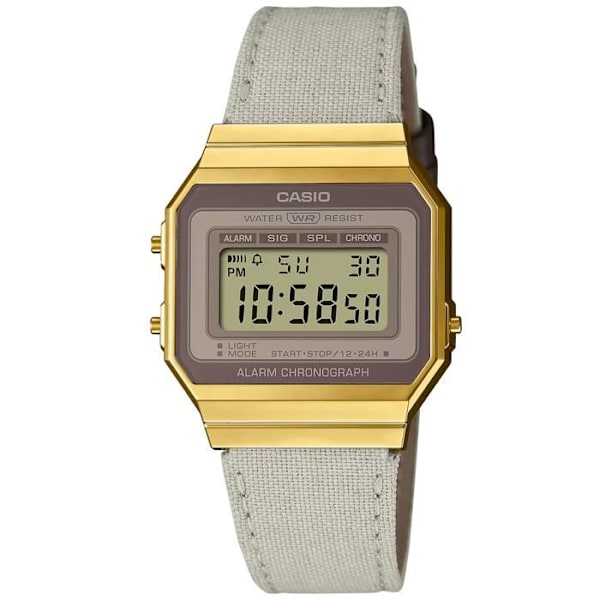 CASIO A700WEGL-7AEF unisex ur - Quartz - Digital - Grå stofrem Grå