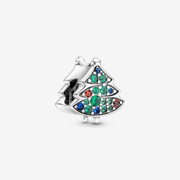 Charm - PANDORA - Juletræ 790018C01 - Sølv - Grøn - Blandet Grön