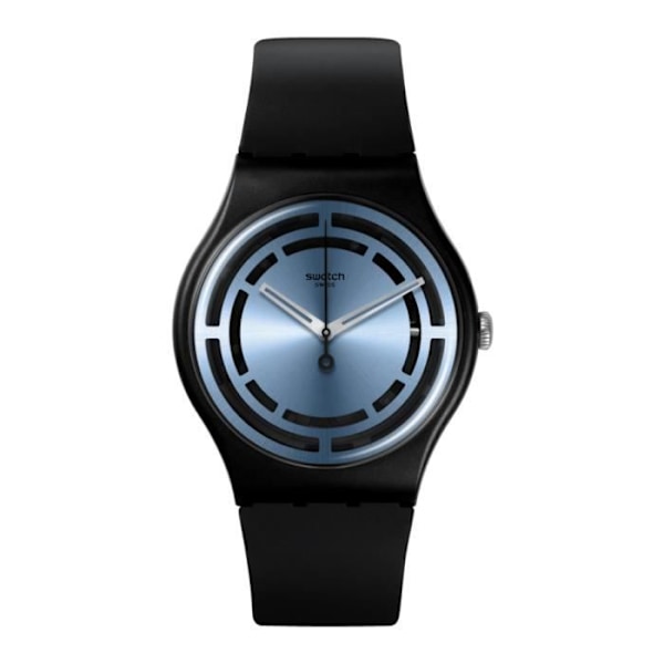 Klocka - SWATCH - CIRKLADE LINJER - 41mm - Silikon - Vattentålig 3 ATM Svart, Azzurro