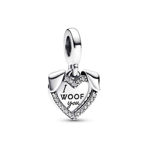 PANDORA Double Heart & Dog riipuskoru 792647C01 Grå