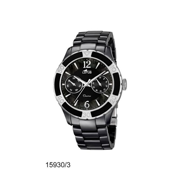 Dameur - Lotus - 15930_3 - Sort keramik - 5 ATM vandtæt - Miyota Quartz 6P25 Svart