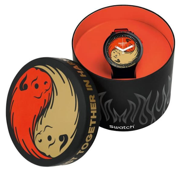 Swatch klocka OX ROCKS 2021! Original Big Bold 47mm SO27Z109 Svart, Röd, Guld
